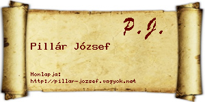 Pillár József névjegykártya